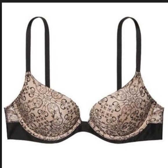 NEW VS Very Sexy Push-Up Bra Black Embroidered 32C - Picture 1 of 6